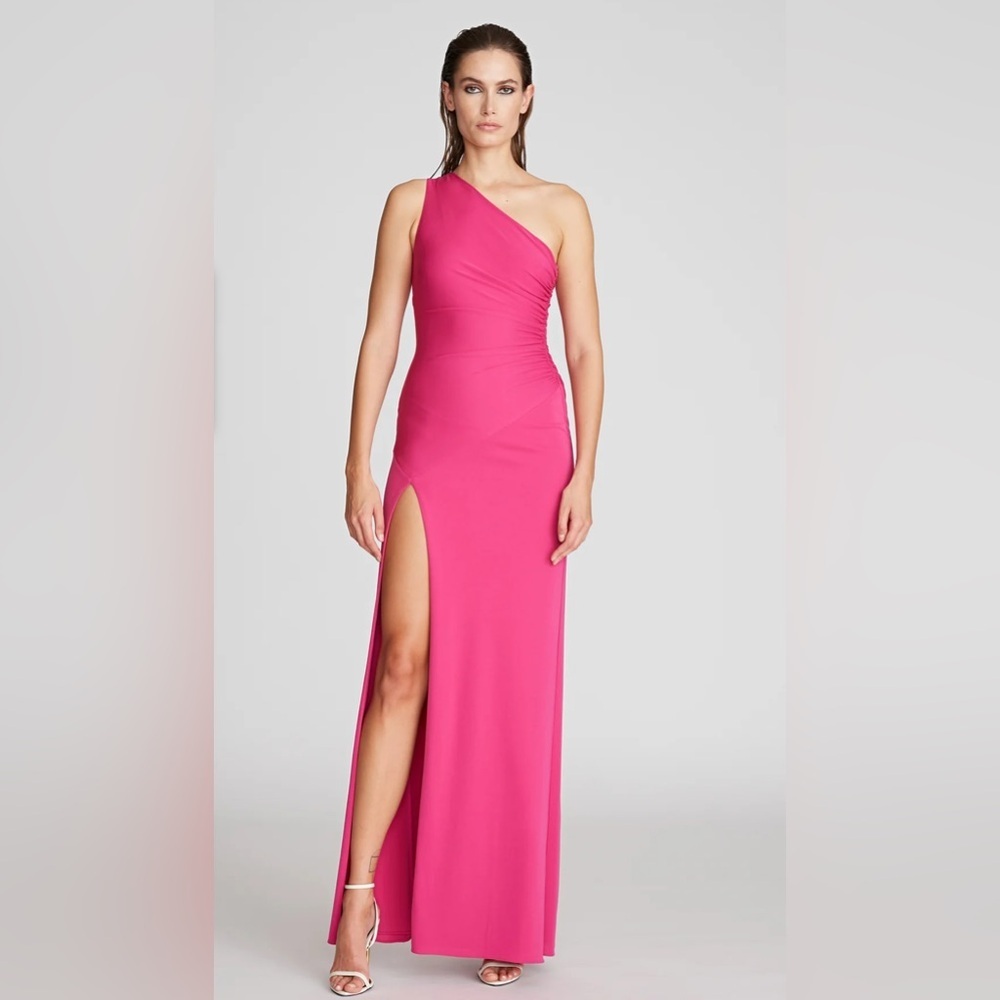 Halston Heritage Pink One Shoulder Dress